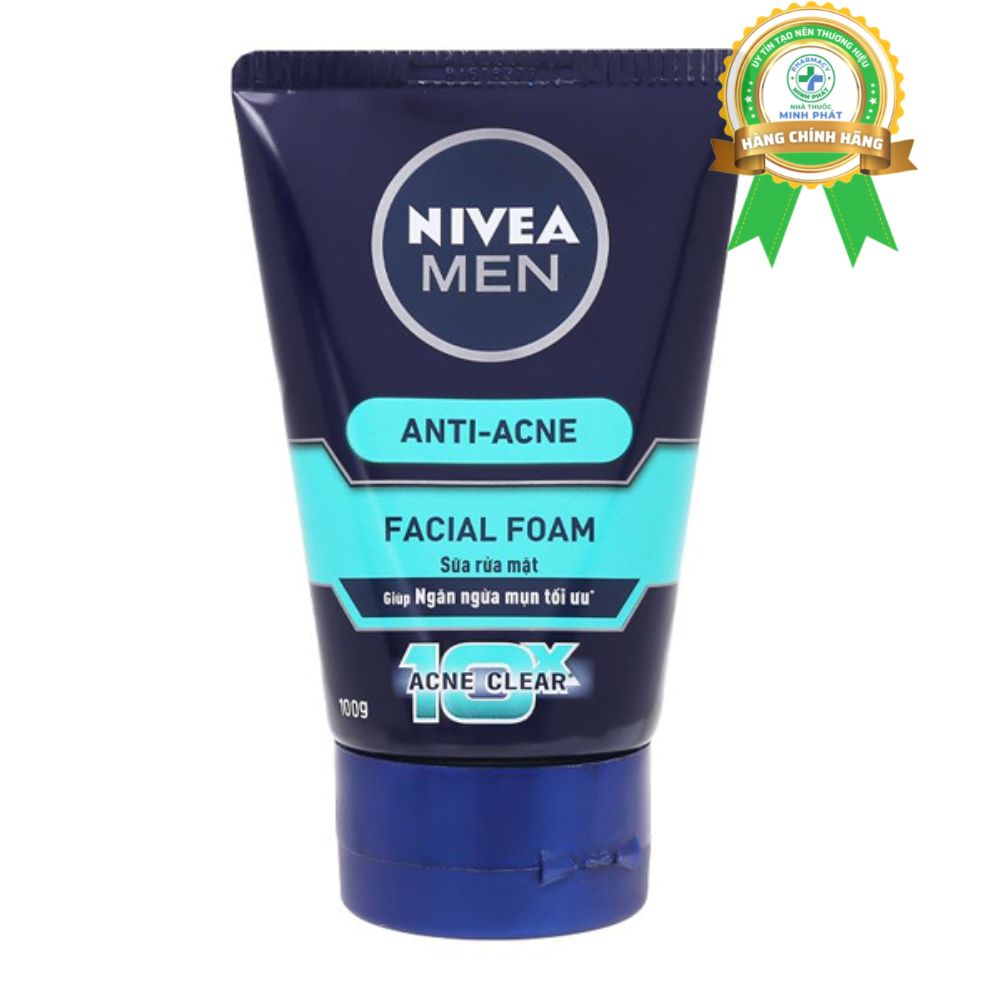 Sữa rửa mặt Nivea Men Facial Foam giúp ngăn ngừa mụn tối ưu tuýp 100g